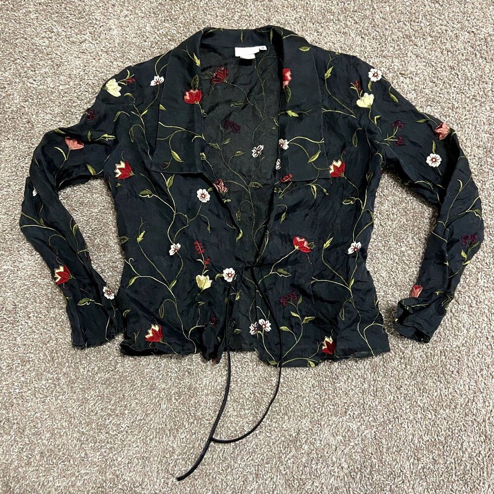 Vintage Althuser 100% Silk Made in USA Sheer Floral Top